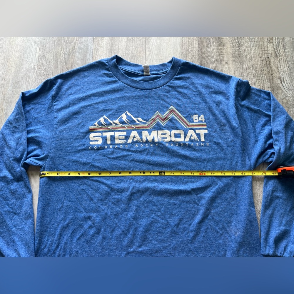 Steamboat Springs Colorado Long Sleeve Tee Blue Mountain Graphic Large - Picture 4 of 10